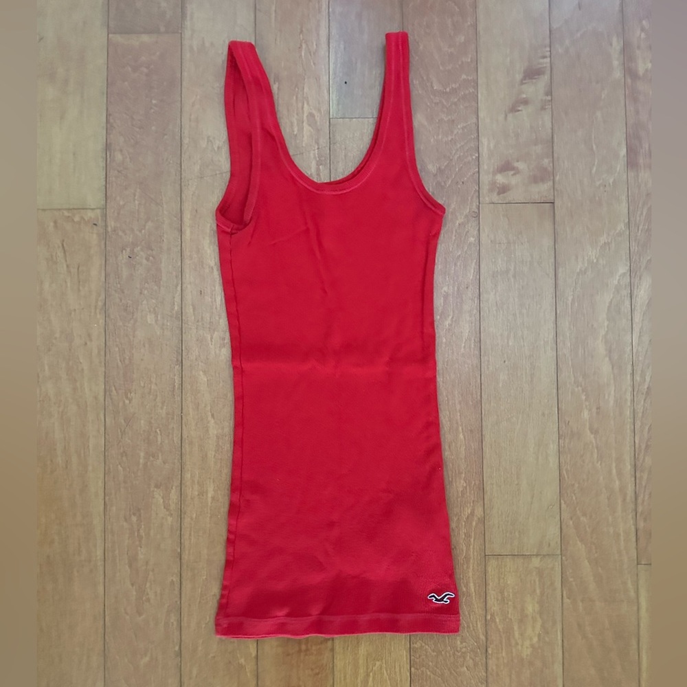 long length red cotton Hollister tank top size extra small, XS